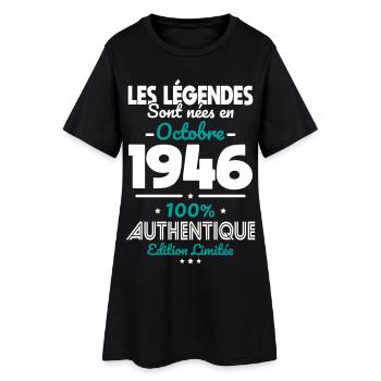 Anniversaire 80 ans - Légendes nées Octobre 1946 - Robe T-shirt Femme - noir - Devant
