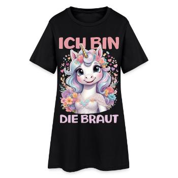 Ich Bin Die Braut Jga Einhorn Blumen Hochzeit - Frauen T-Shirt-Kleid - Schwarz - Vorne
