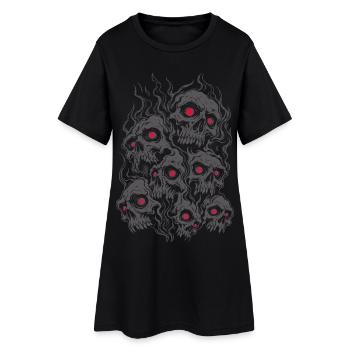 Crânes d’horreur enflammés avec des yeux brillants - Robe T-shirt Femme - noir - Devant