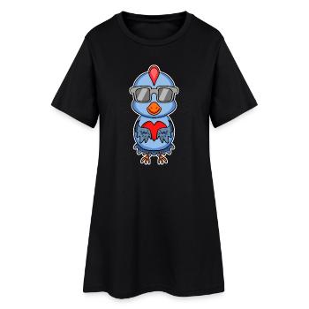 Poulet avec lunettes de soleil et coeur - amour de poulet - Robe T-shirt Femme - noir - Devant