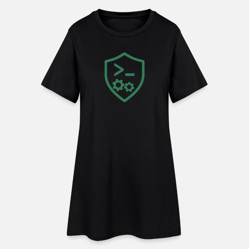 Code Shield with Gears - Women’s T-Shirt Dress - black