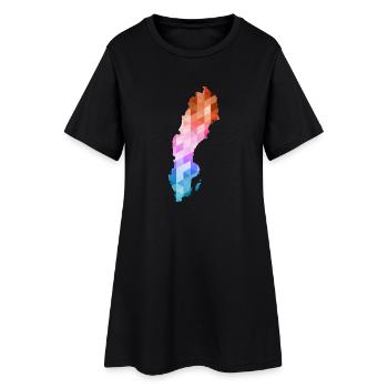 Suède - Sverige - Suède - abstrait - carte - Robe T-shirt Femme - noir - Devant