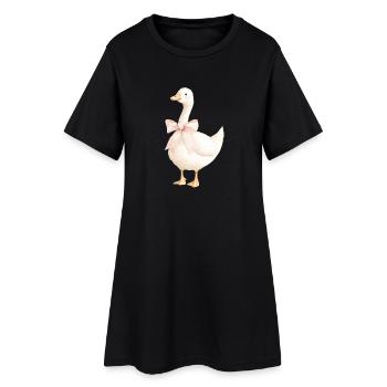 Canard au nœud rose - Robe T-shirt Femme - noir - Devant