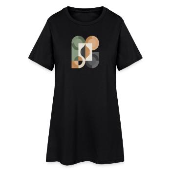 Geometric Yin Yang Circle Art - Women’s T-Shirt Dress - black - Front