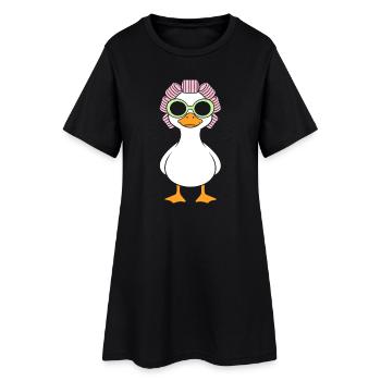 Canard glamour aux lunettes bouclées - Robe T-shirt Femme - noir - Devant