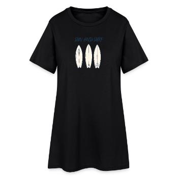 Conception vintage de planche de surf Sun and Surf - Robe T-shirt Femme - noir - Devant