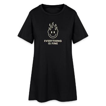 Flaming Smile with Everything Is Fine - Women’s T-Shirt Dress - black - Front
