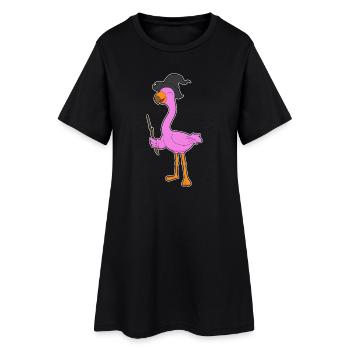 Flamingo Hexe Hexenhut - Frauen T-Shirt-Kleid - Schwarz - Vorne