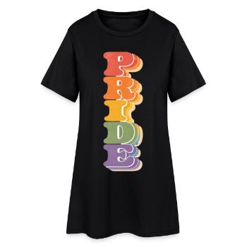 Pride Vertikal Regenbogen CSD Retro Spruch Retro 7 - Frauen T-Shirt-Kleid - Schwarz - Vorne