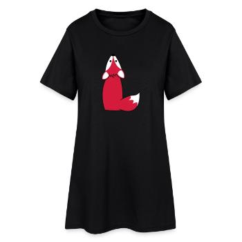 fuchs - Frauen T-Shirt-Kleid - Schwarz - Vorne