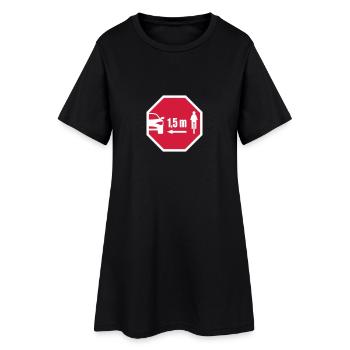 Le regard d'arrêt signe - les cyclistes à distance 1.5m - Robe T-shirt Femme - noir - Devant