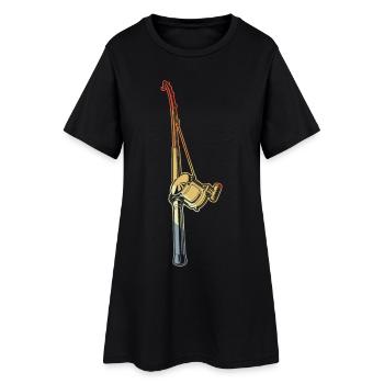 Canne à pêche vintage - Robe T-shirt Femme - noir - Devant