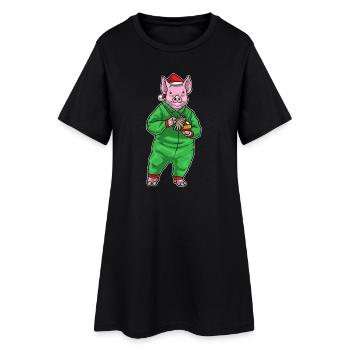 Nettoyant de Noël pour cochon - Robe T-shirt Femme - noir - Devant