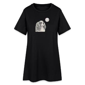Motif rétro du chien Cavalier King Charles Spaniel - Robe T-shirt Femme - noir - Devant