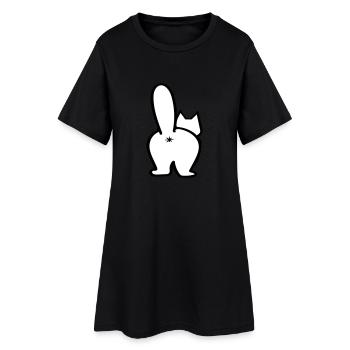 Chat par derrière. Sélection de couleurs libre - Robe T-shirt Femme - noir - Devant