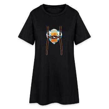 Lederhose & Bier mit Bayern Flaggen Herz - Frauen T-Shirt-Kleid - Schwarz - Vorne