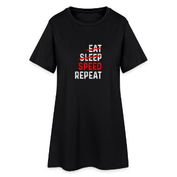 SPEED REPEAT - Frauen T-Shirt-Kleid - Schwarz - Vorne