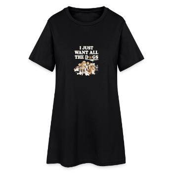 ICH WILL ALLE HUNDE! Hundefreund Hund Geschenk - Frauen T-Shirt-Kleid - Schwarz - Vorne