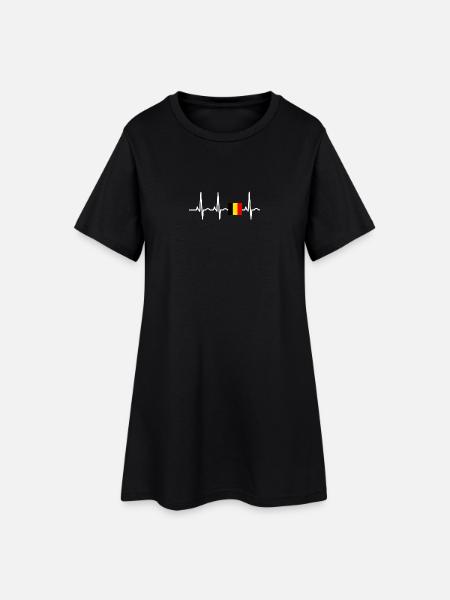 Belgique EKG rythme cardiaque - Robe T-shirt Femme - noir