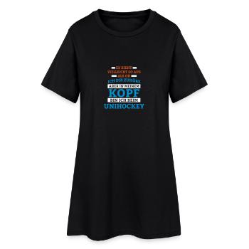 Unihockey Sportart - Frauen T-Shirt-Kleid - Schwarz - Vorne