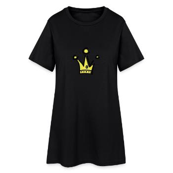 Krone - Frauen T-Shirt-Kleid - Schwarz - Vorne