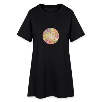 Fleur de vie | Fleur de vie | or souillé 3 - Robe T-shirt Femme - noir - Devant