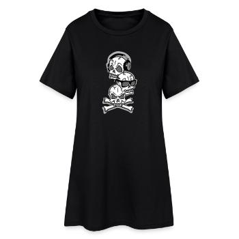 Three skulls, hear, see and speak no evil - Women’s T-Shirt Dress - black - Front