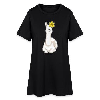 Jonquille de lama - Robe T-shirt Femme - noir - Devant