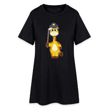 Giraffe Polizist Polizei - Frauen T-Shirt-Kleid - Schwarz - Vorne