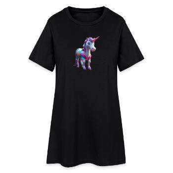 T-shirt licorne crinière arc-en-ciel - Robe T-shirt Femme - noir - Devant