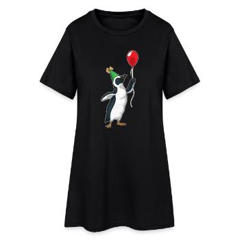 Ballon d’anniversaire pingouin - Robe T-shirt Femme - noir - Devant