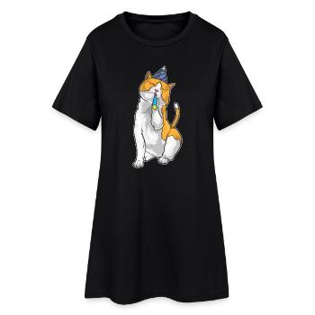 Corne d’anniversaire de chat - Robe T-shirt Femme - noir - Devant