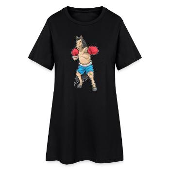 Pferd Boxer Boxhandschuhe Boxen - Frauen T-Shirt-Kleid - Schwarz - Vorne
