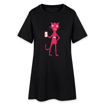 Little Monsters : Attitude néon de Punk Cat - Robe T-shirt Femme - noir - Devant