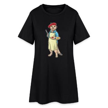 Erdmännchen Maler Pinsel Malen - Frauen T-Shirt-Kleid - Schwarz - Vorne
