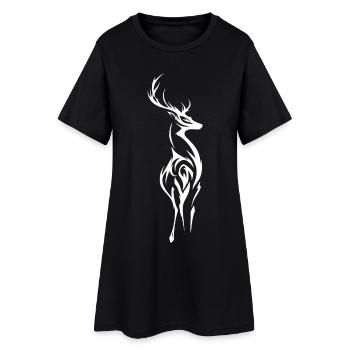 Silhouette de cerf Dessin tribal, dessin au trait - Robe T-shirt Femme - noir - Devant