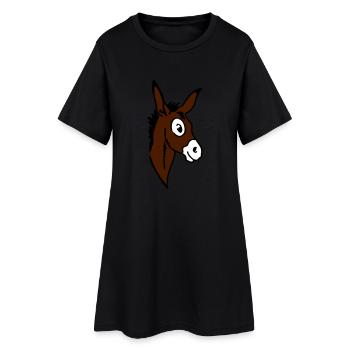 Esel - Frauen T-Shirt-Kleid - Schwarz - Vorne