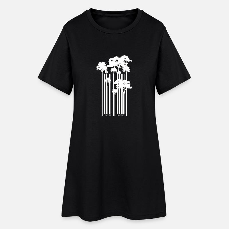 code à barres - Robe T-shirt Femme - noir