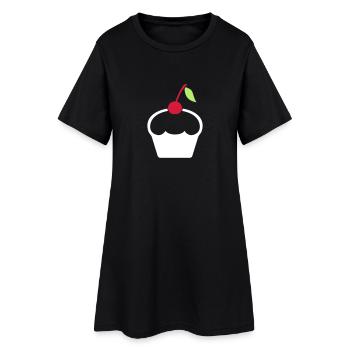 Cupcake mit Kirsche - Frauen T-Shirt-Kleid - Schwarz - Vorne