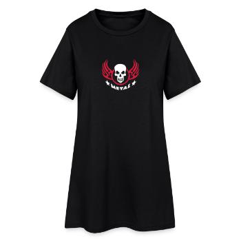 metal_wing_skull_b_2c - Frauen T-Shirt-Kleid - Schwarz - Vorne