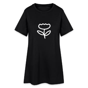 Schöne Blume - Frauen T-Shirt-Kleid - Schwarz - Vorne