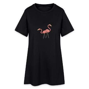 b i r d648 - Frauen T-Shirt-Kleid - Schwarz - Vorne