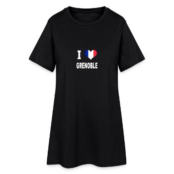 I Love GRENOBLE - Frauen T-Shirt-Kleid - Schwarz - Vorne