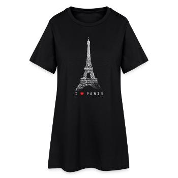 Paris Eiffelturm Vintage Skyline I Love Frankreich - Frauen T-Shirt-Kleid - Schwarz - Vorne
