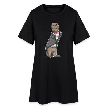 Otter Bräutigam Fliege Hochzeit - Frauen T-Shirt-Kleid - Schwarz - Vorne