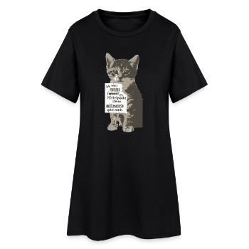 Ich muss nicht immer im Mittelpunkt stehen KATZE - Frauen T-Shirt-Kleid - Schwarz - Vorne