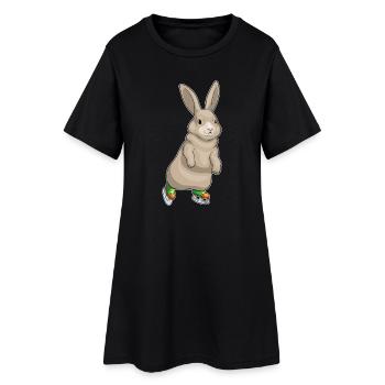 Hase Eislaufen Schlittschuhe - Frauen T-Shirt-Kleid - Schwarz - Vorne