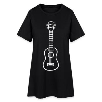 Ukulélé : Dessin au trait - Robe T-shirt Femme - noir - Devant