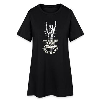 100% Genuine Classic Vintage Rock 'n Roll Music - Frauen T-Shirt-Kleid - Schwarz - Vorne