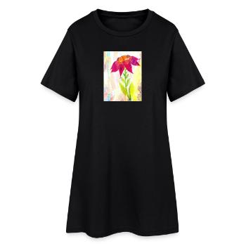 A flower - Women’s T-Shirt Dress - black - Front